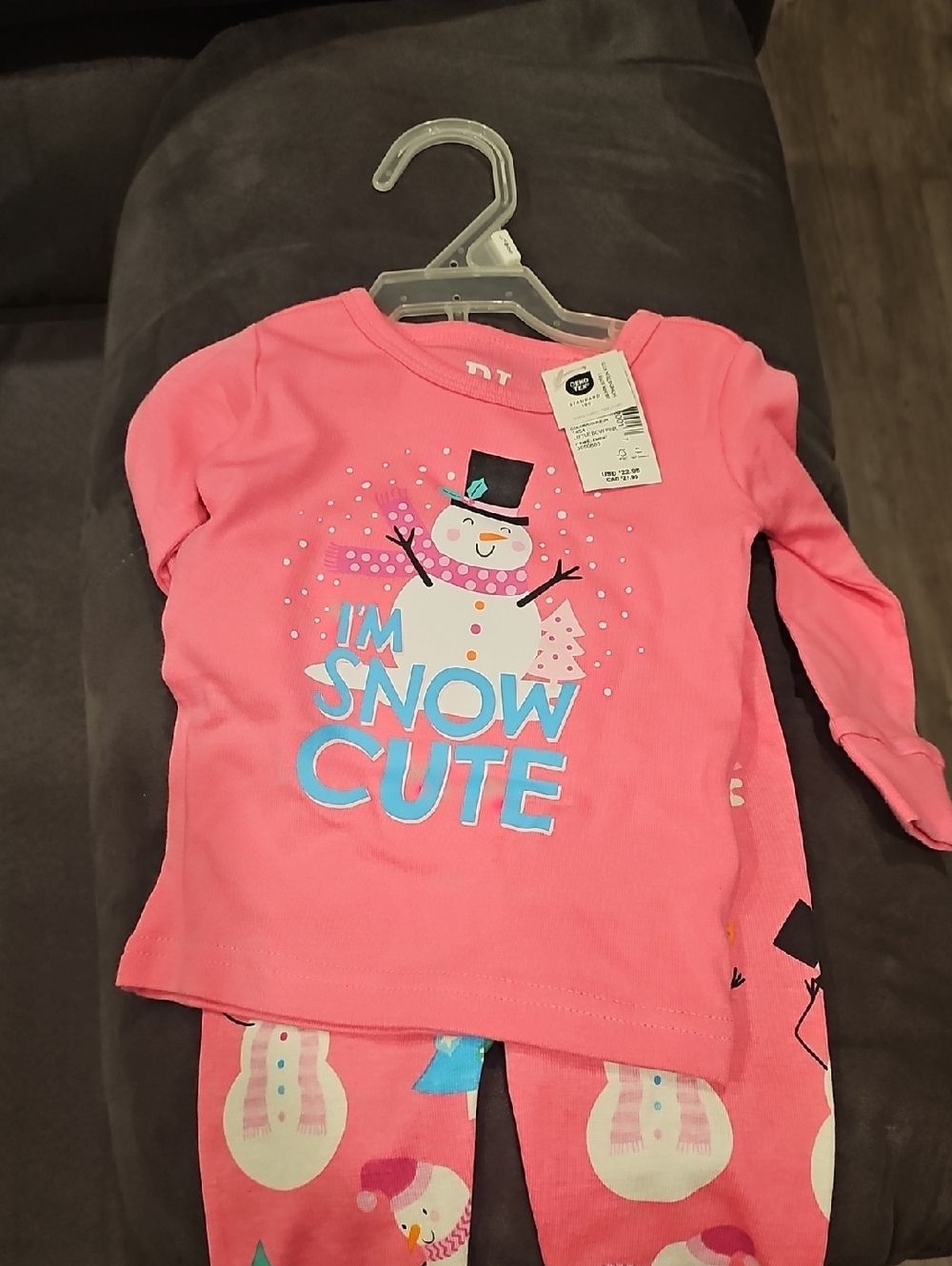 Pink "I'm Snow Cute" Snowman Toddler Pajama Set